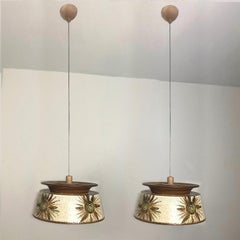 1 of the 2 Axella Ceramic Taupe Green Ceramic Pendant Lights, Denmark, 1970