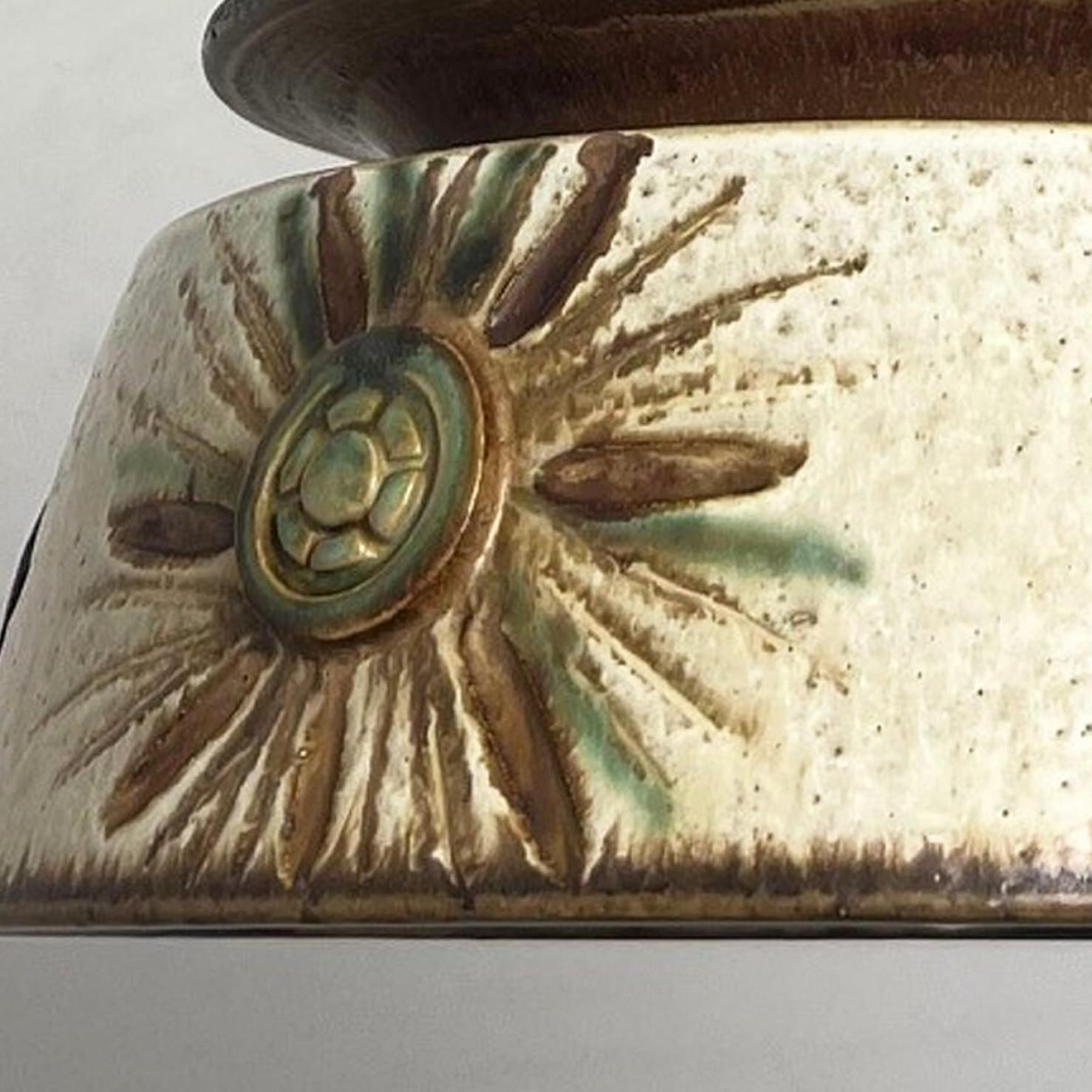 1 delle 2 lampade a sospensione Axella Ceramic Taupe Green Ceramic, Danimarca, 1970 in vendita 1