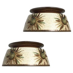 1 of the 2 Axella Ceramic Taupe Green Ceramic Pendant Lights, Denmark, 1970