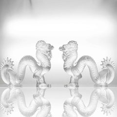 1 of the 2 Baccarat Crystal Glass Dragon Sculptures, France