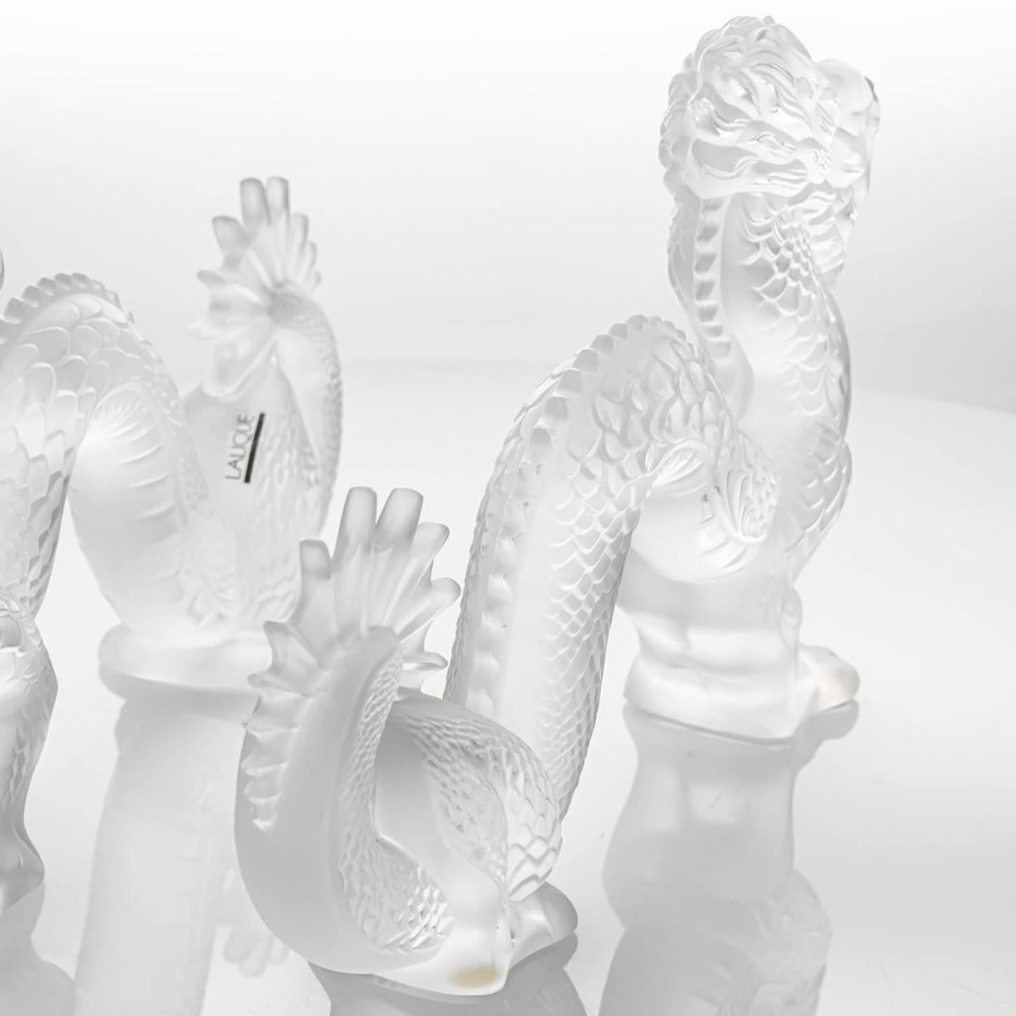 1 de las 2 esculturas de dragón de cristal de Baccarat, Francia Art Nouveau en venta