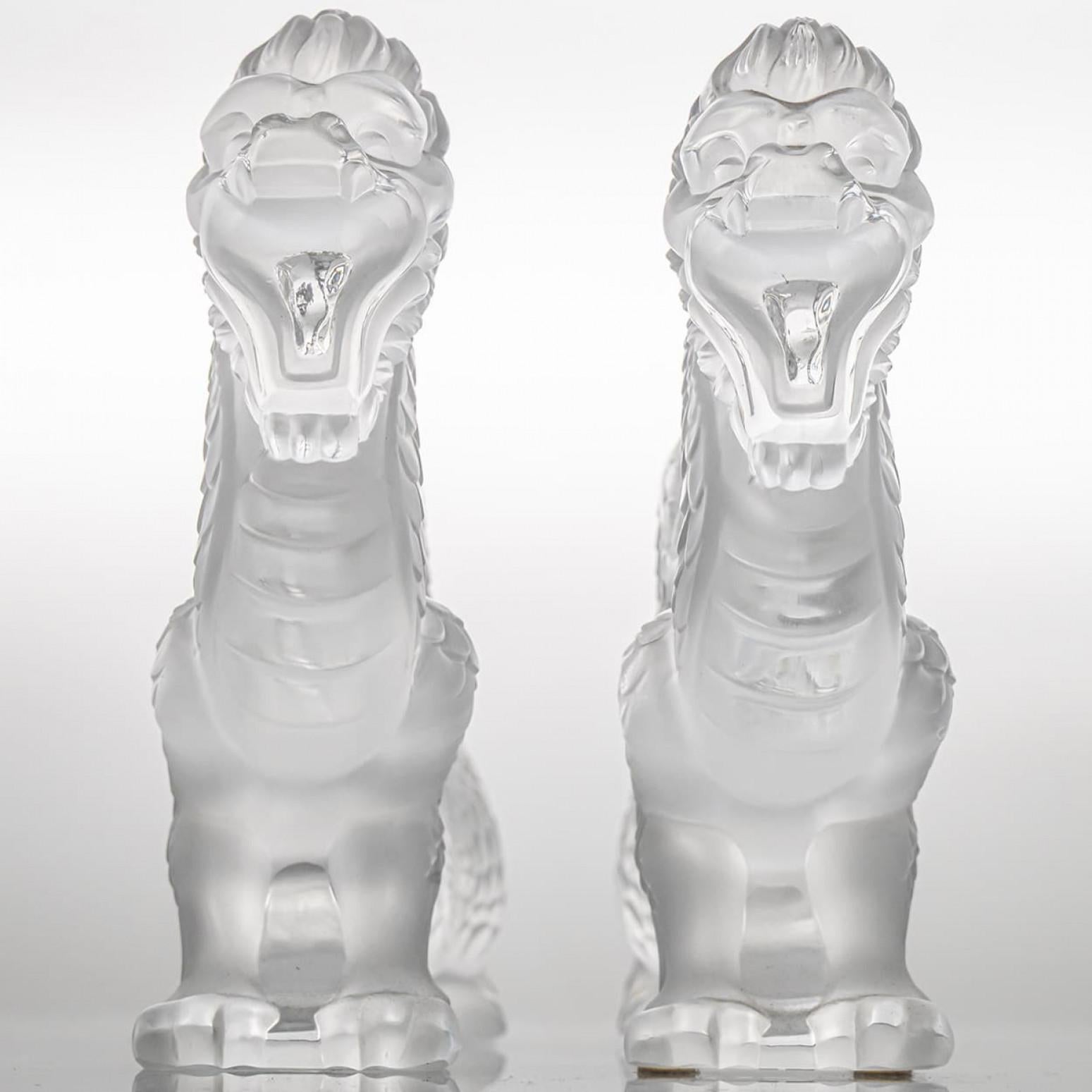 1 de las 2 esculturas de dragón de cristal de Baccarat, Francia Francés en venta