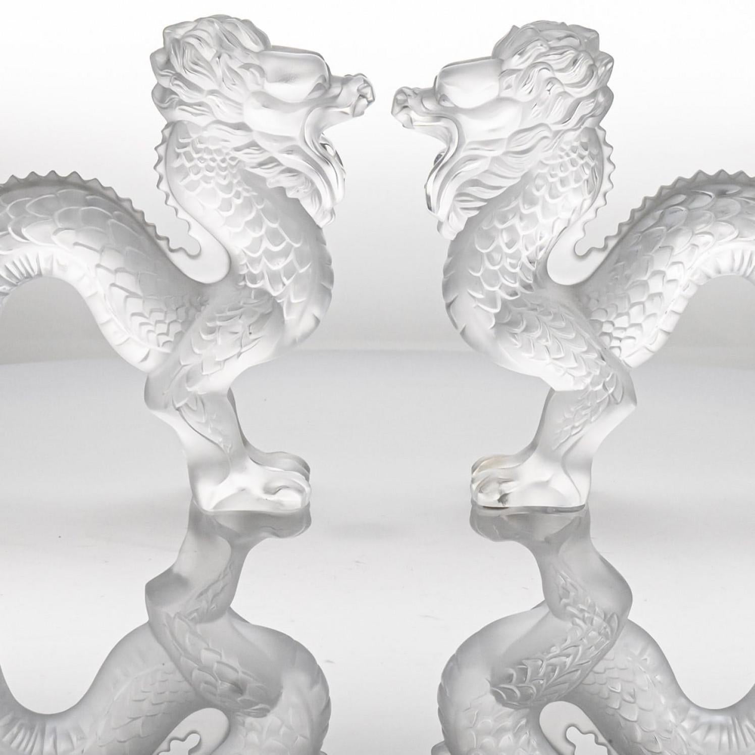 1 delle 2 sculture di drago in cristallo di Baccarat, Francia In condizioni buone in vendita a Rijssen, NL