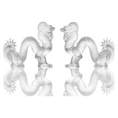 1 de las 2 esculturas de dragón de cristal de Baccarat, Francia