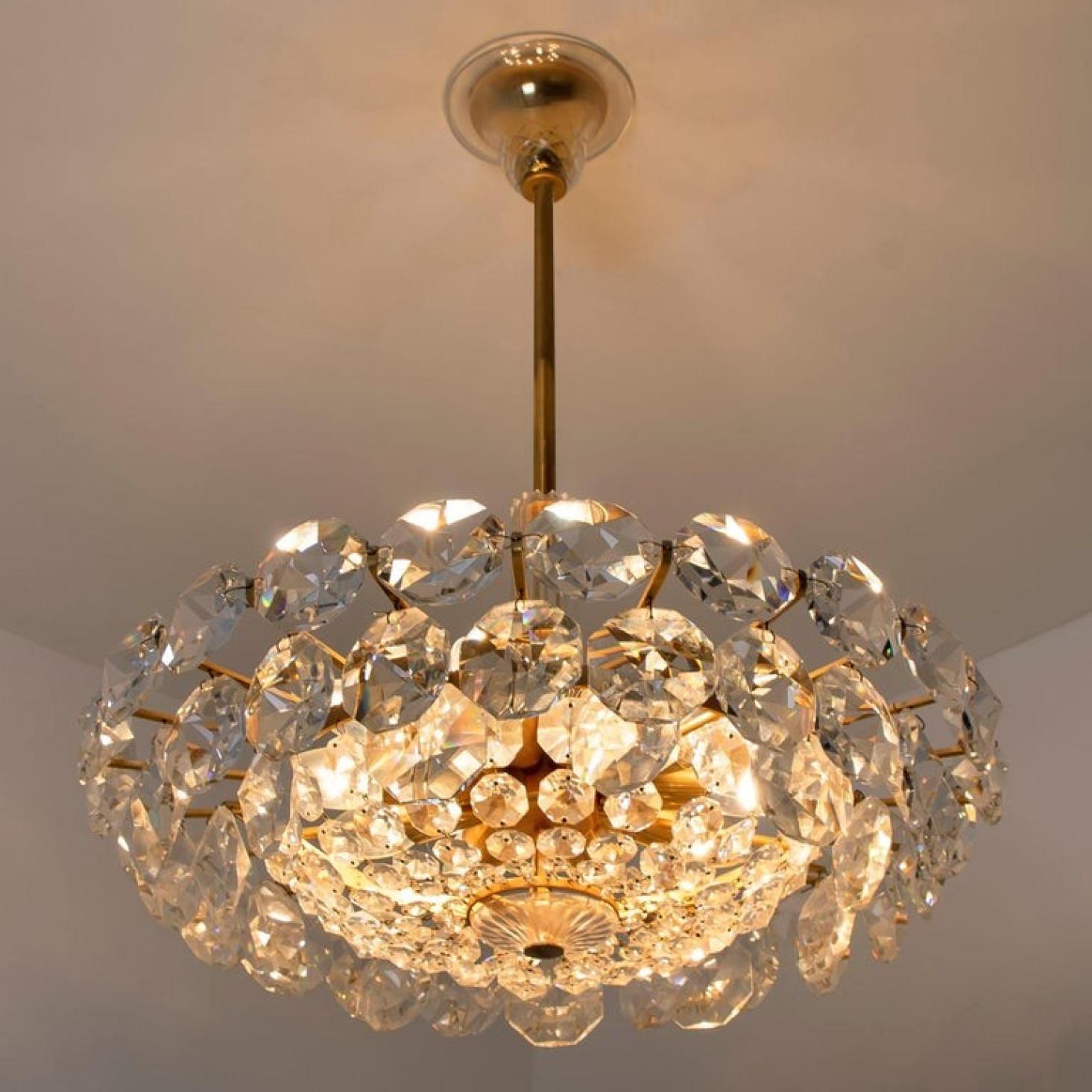 1 of the 2 Bakalowits & Söhne Crystal Chandeliers, Brass and Crystal Glass, Aust For Sale 8