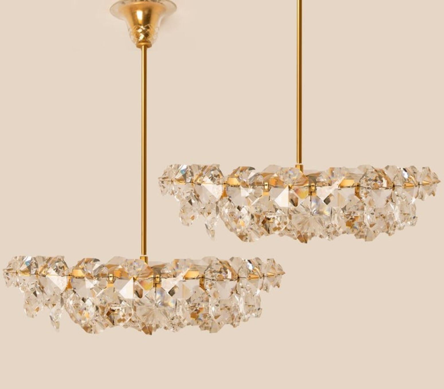 Gilt 1 of the 2 Bakalowits & Söhne Crystal Chandeliers, Brass and Crystal Glass, Aust For Sale