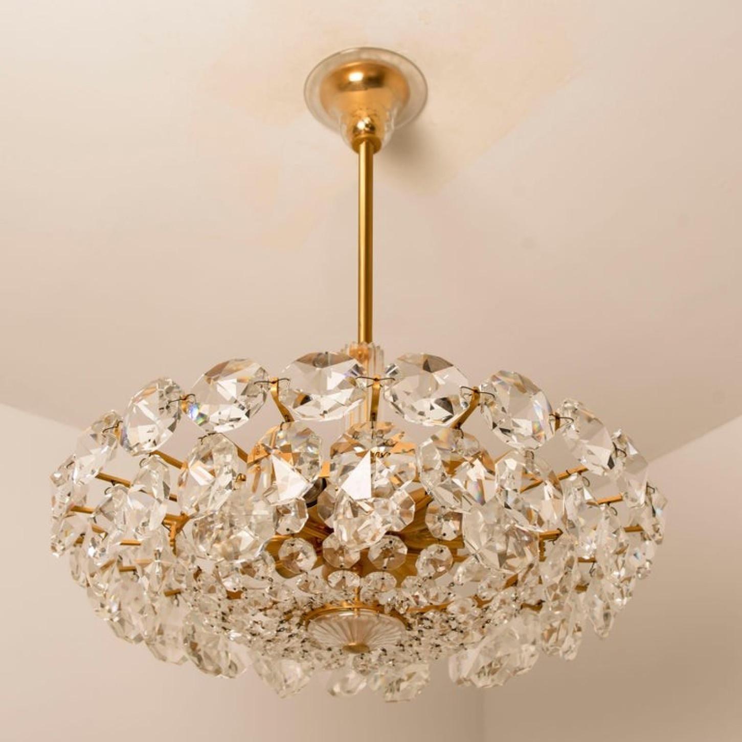 1 of the 2 Bakalowits & Söhne Crystal Chandeliers, Brass and Crystal Glass, Aust For Sale 1