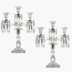 1 der 2 schönen Baccarat Clear Crystal Candelabras für 3 Kerzen, Frankreich