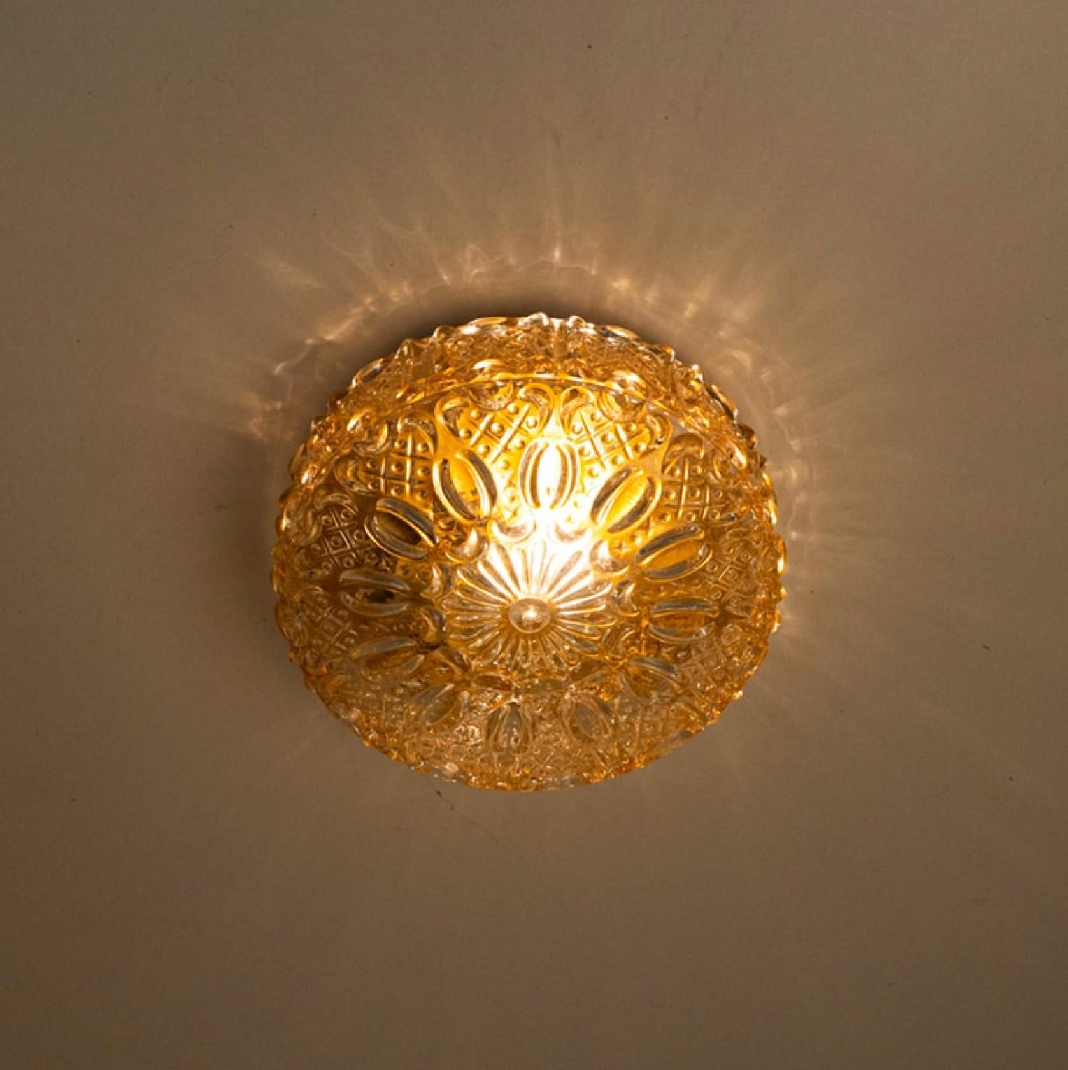 1 of the 2 Beautiful Glass Flush Mounts/Wall Lights in style of Tynell For Sale 2
