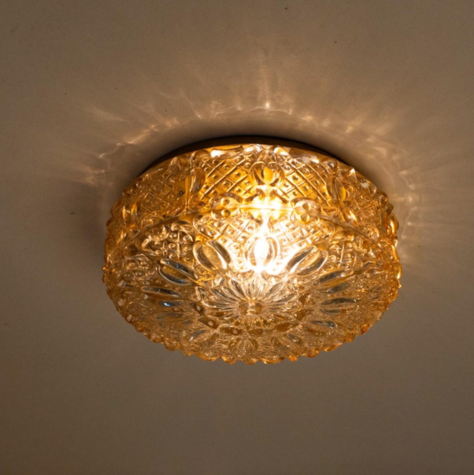 1 of the 2 Beautiful Glass Flush Mounts/Wall Lights in style of Tynell For Sale 3