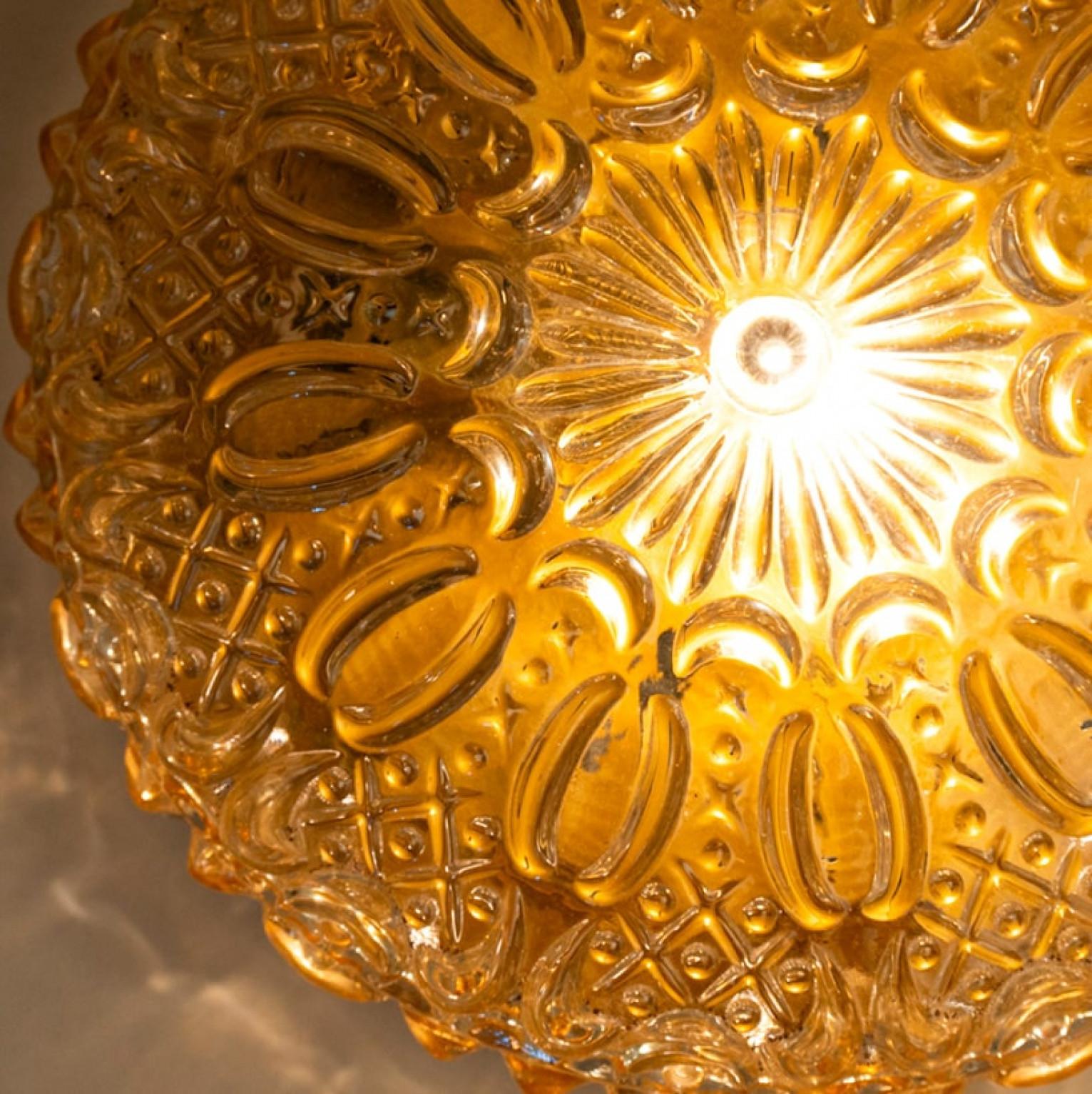 Mid-Century Modern 1 of the 2 Beautiful Glass Flush Mounts/Wall Lights in style of Tynell For Sale