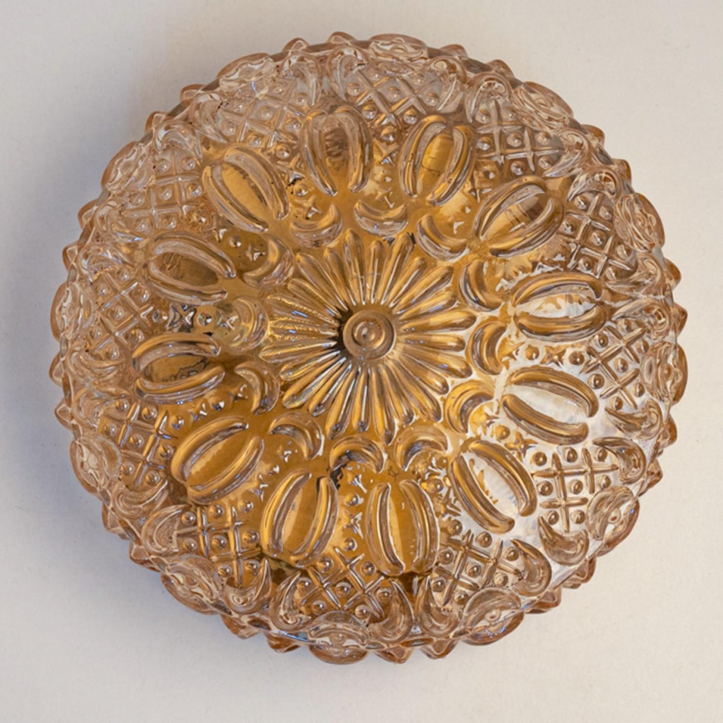 German 1 of the 2 Beautiful Glass Flush Mounts/Wall Lights in style of Tynell For Sale