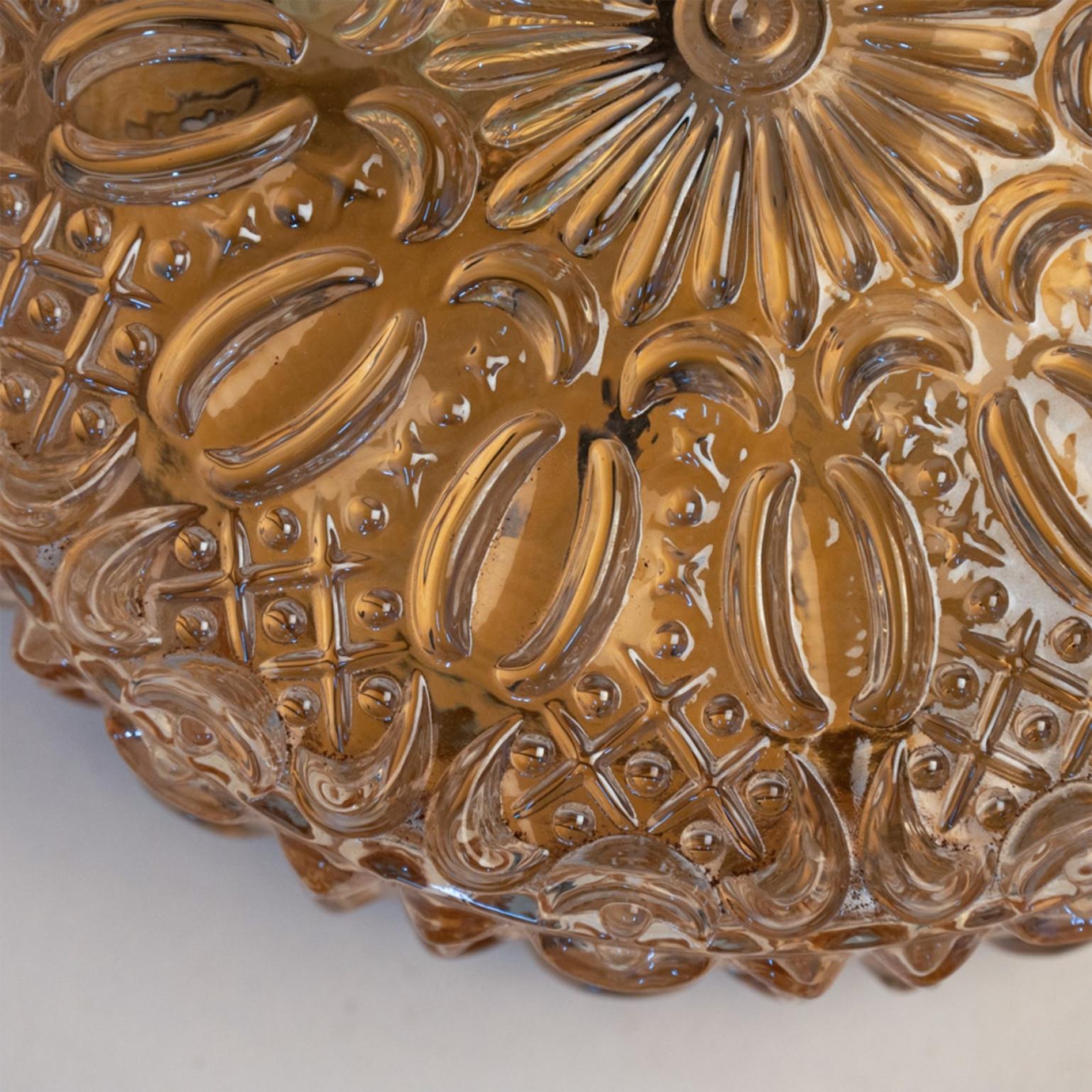 Metal 1 of the 2 Beautiful Glass Flush Mounts/Wall Lights in style of Tynell For Sale