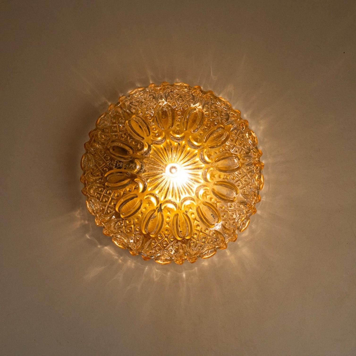 1 of the 2 Beautiful Glass Flush Mounts/Wall Lights in style of Tynell For Sale 1
