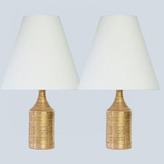 1 des 2 lampes Bitossi en céramique émaillée or, abat-jour personnalisé par R. Houben