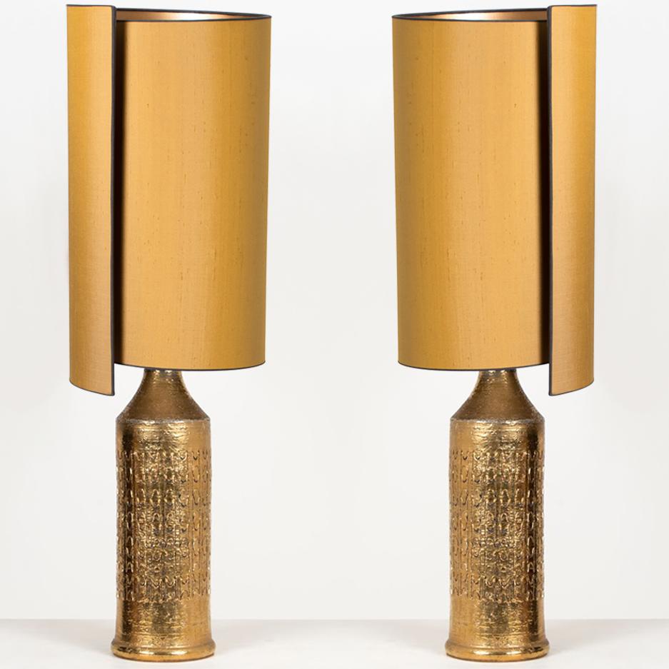 Mid-Century Modern 1 of the 2 Bitossi Lamps for Bergboms, with Custom Made Shades by René Houben For Sale