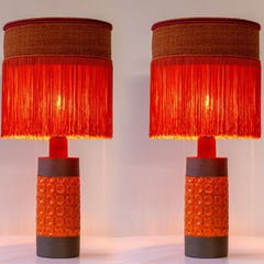 1 of the 2 Bitossi Orange Brown Ceramic Table Lamps, Orange Shade by R. Houben