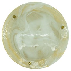 1 of the 2 Brass and Blown Murano Glass Wall Light or Flush Mount, 1960s