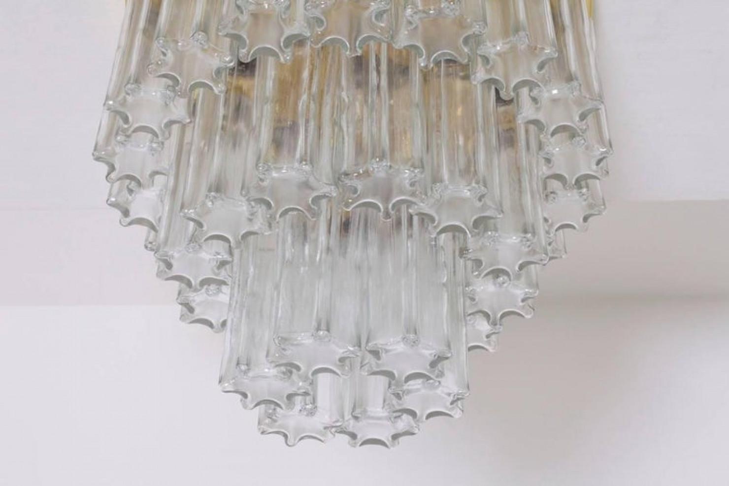 Altro 1 dei 2 lampadari ad incasso in ottone e vetro, Glashütte Limburg, 1970 in vendita