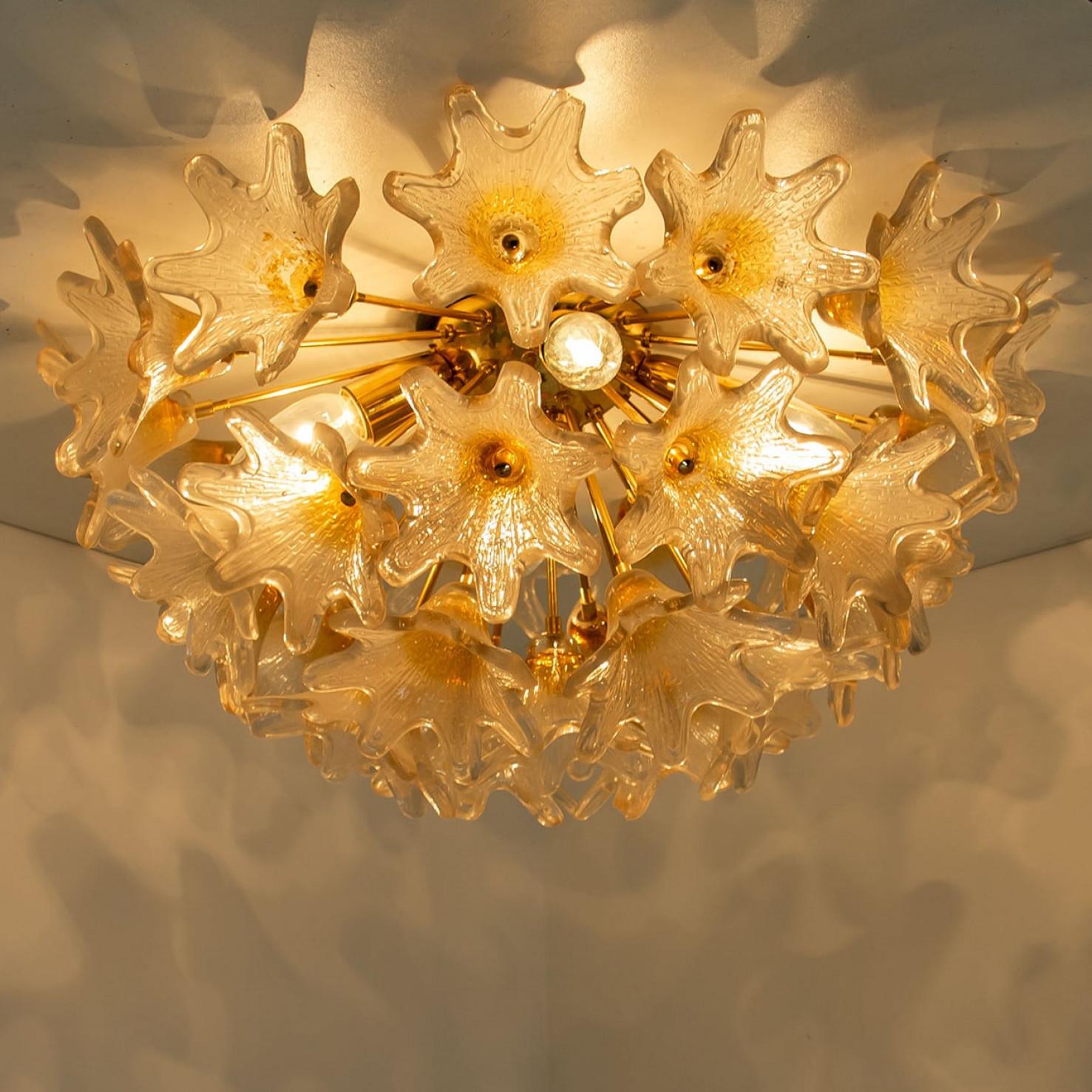1 der 2 Messing Gold Murano Sputnik Venini Stil Flush Mount Wandleuchten, Italien im Angebot 4