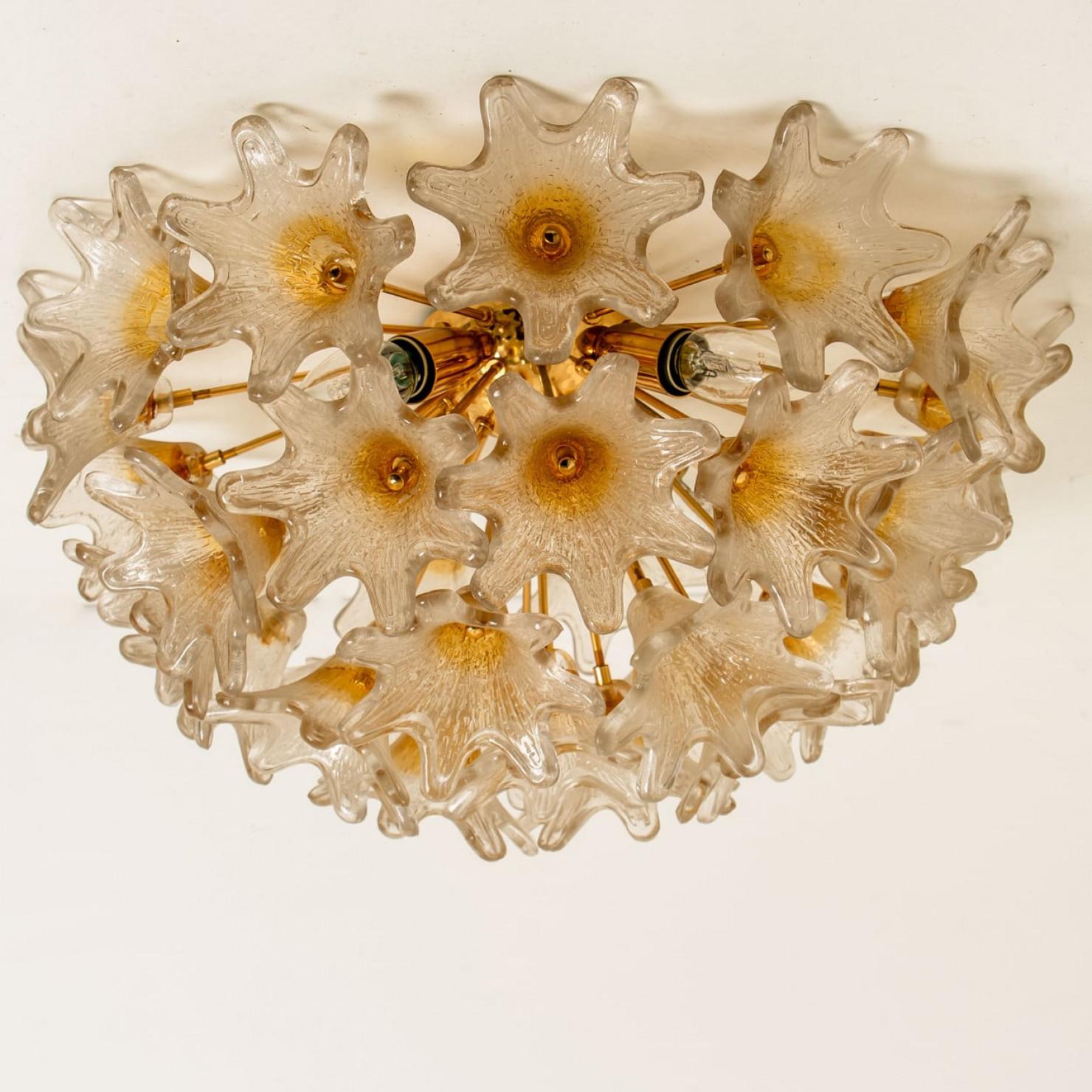 1 der 2 Messing Gold Murano Sputnik Venini Stil Flush Mount Wandleuchten, Italien im Angebot 5