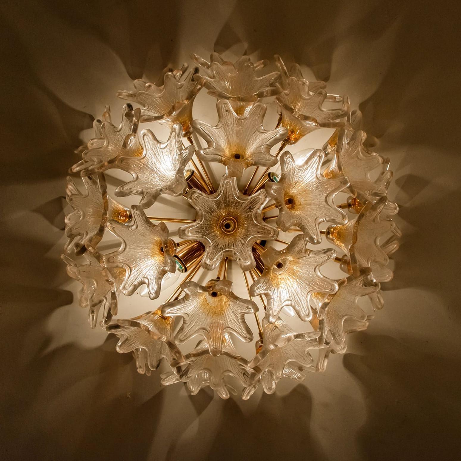 1 der 2 Messing Gold Murano Sputnik Venini Stil Flush Mount Wandleuchten, Italien im Angebot 6