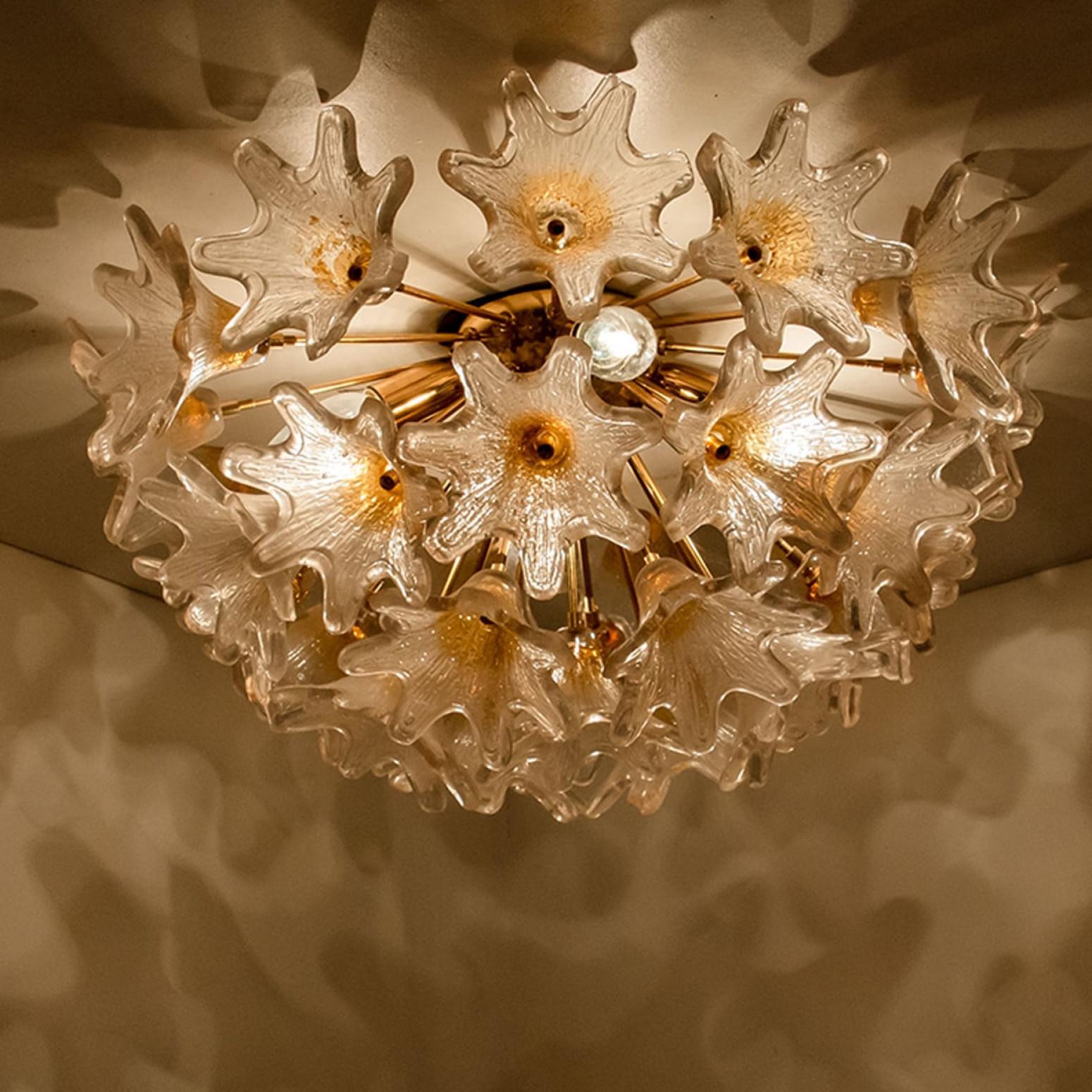1 der 2 Messing Gold Murano Sputnik Venini Stil Flush Mount Wandleuchten, Italien im Angebot 7