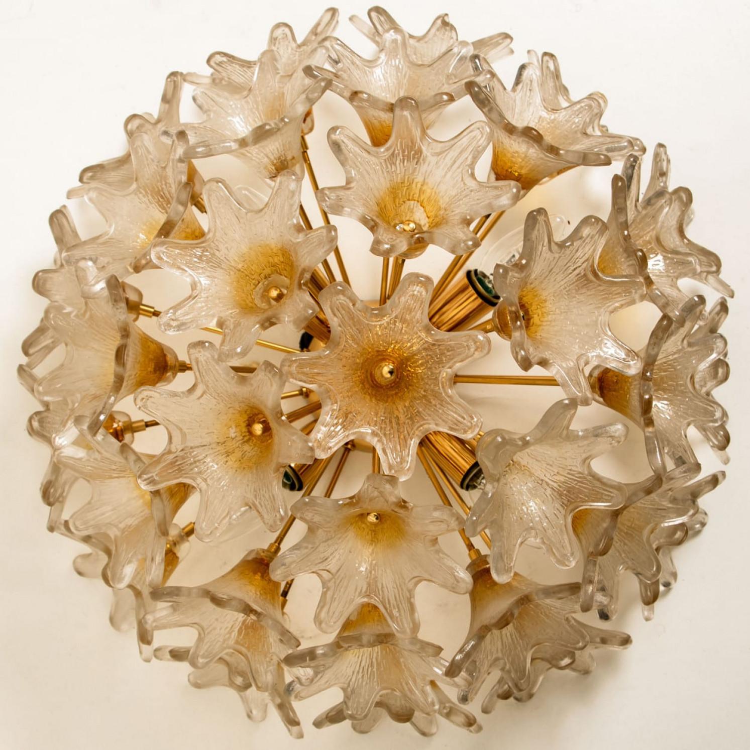 1 der 2 Messing Gold Murano Sputnik Venini Stil Flush Mount Wandleuchten, Italien (Italienisch) im Angebot