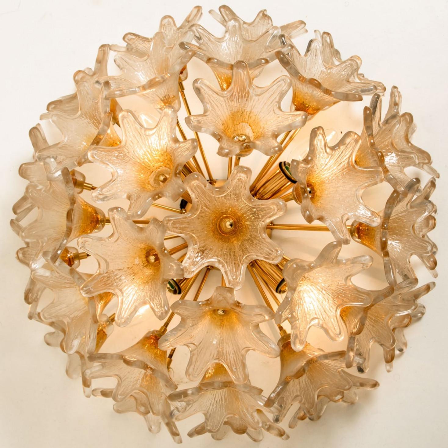 1 der 2 Messing Gold Murano Sputnik Venini Stil Flush Mount Wandleuchten, Italien im Zustand „Gut“ im Angebot in Rijssen, NL
