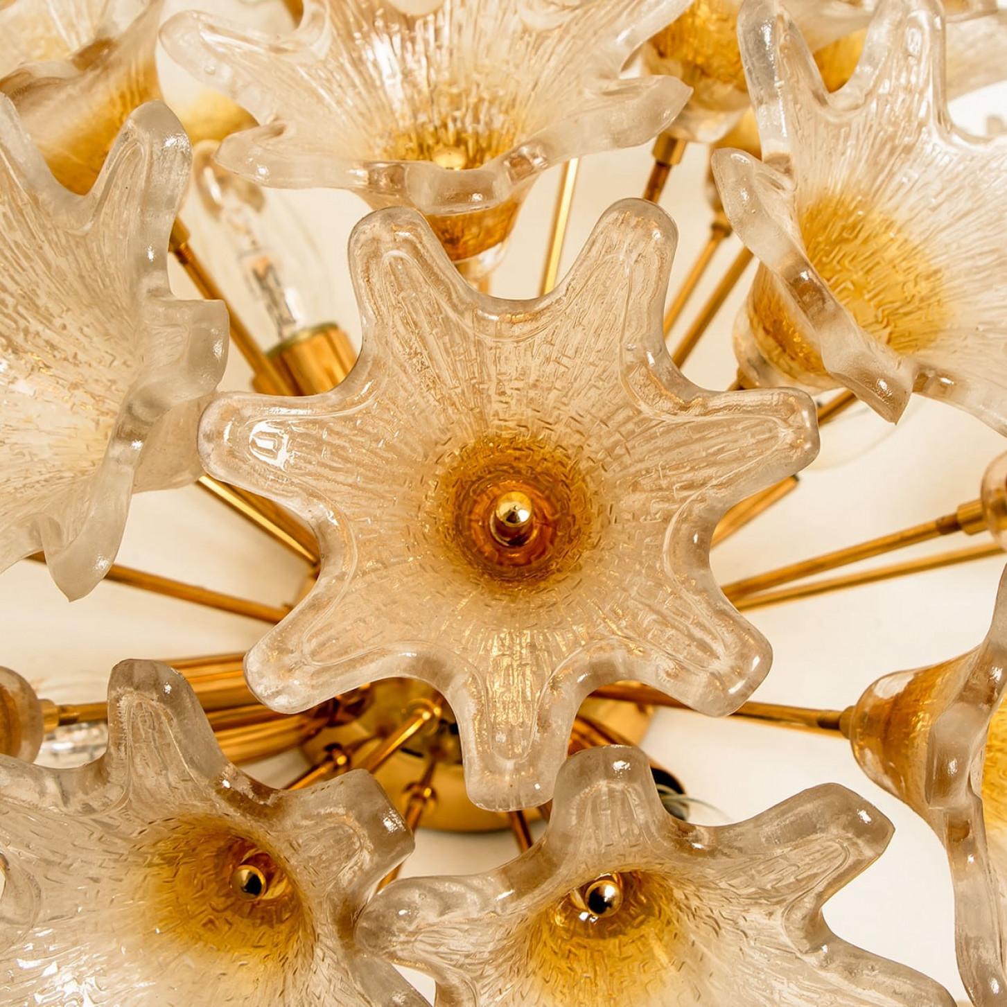 1 der 2 Messing Gold Murano Sputnik Venini Stil Flush Mount Wandleuchten, Italien im Angebot 1