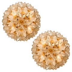 1 delle 2 luci da parete a incasso in ottone oro di Murano Sputnik Style Venini, Italia