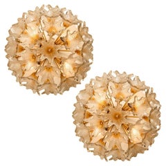 1 of the 2 Brass Gold Murano Sputnik Venini Style Flush Mount Wall lights, Italy
