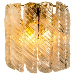 1 of the 2 Brass White Spiral Murano Glass "Torciglione" Wall Lights, 1960