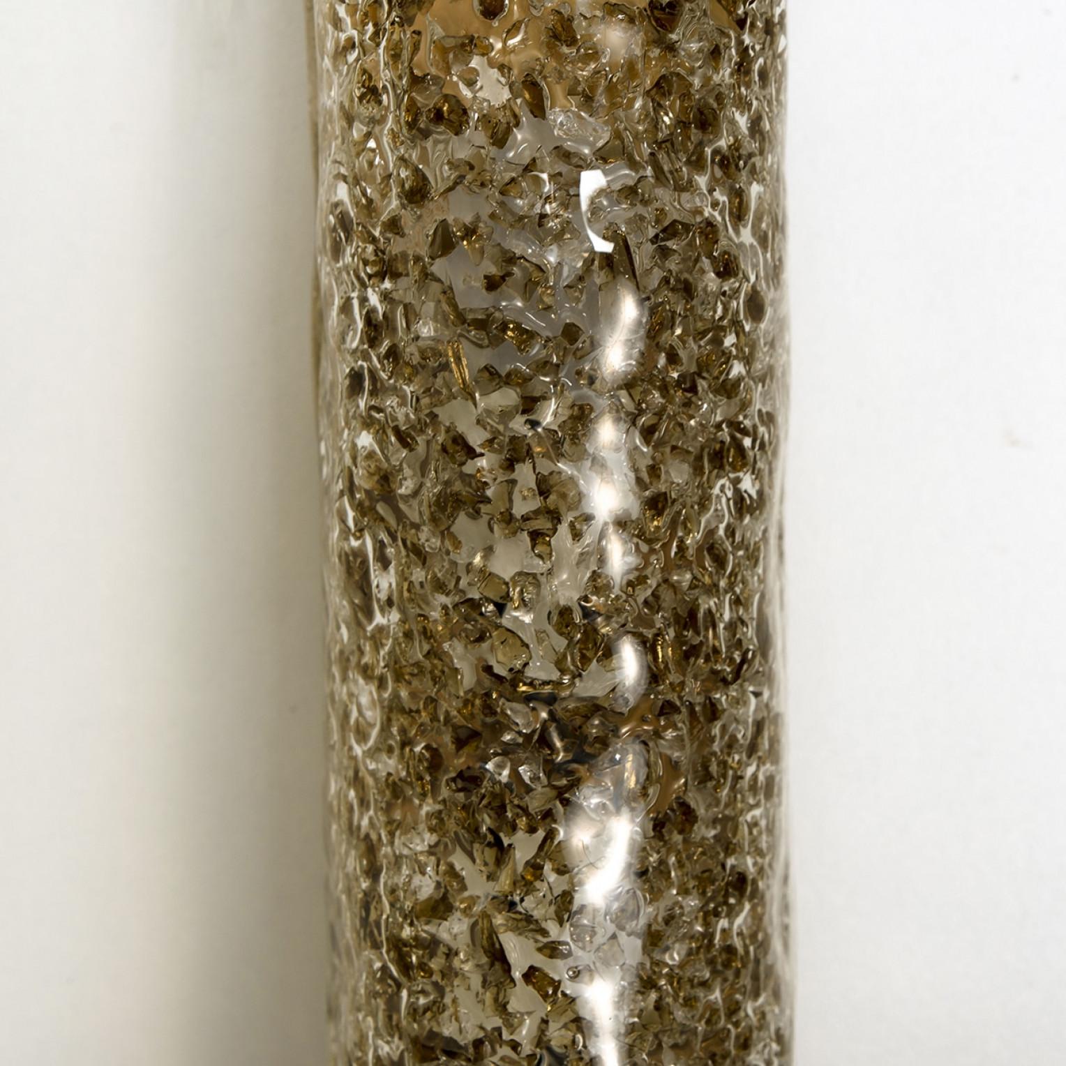 1 de los 2 apliques de cristal marrón latón de Hillebrand, Alemania, 1960 Moderno de mediados de siglo en venta