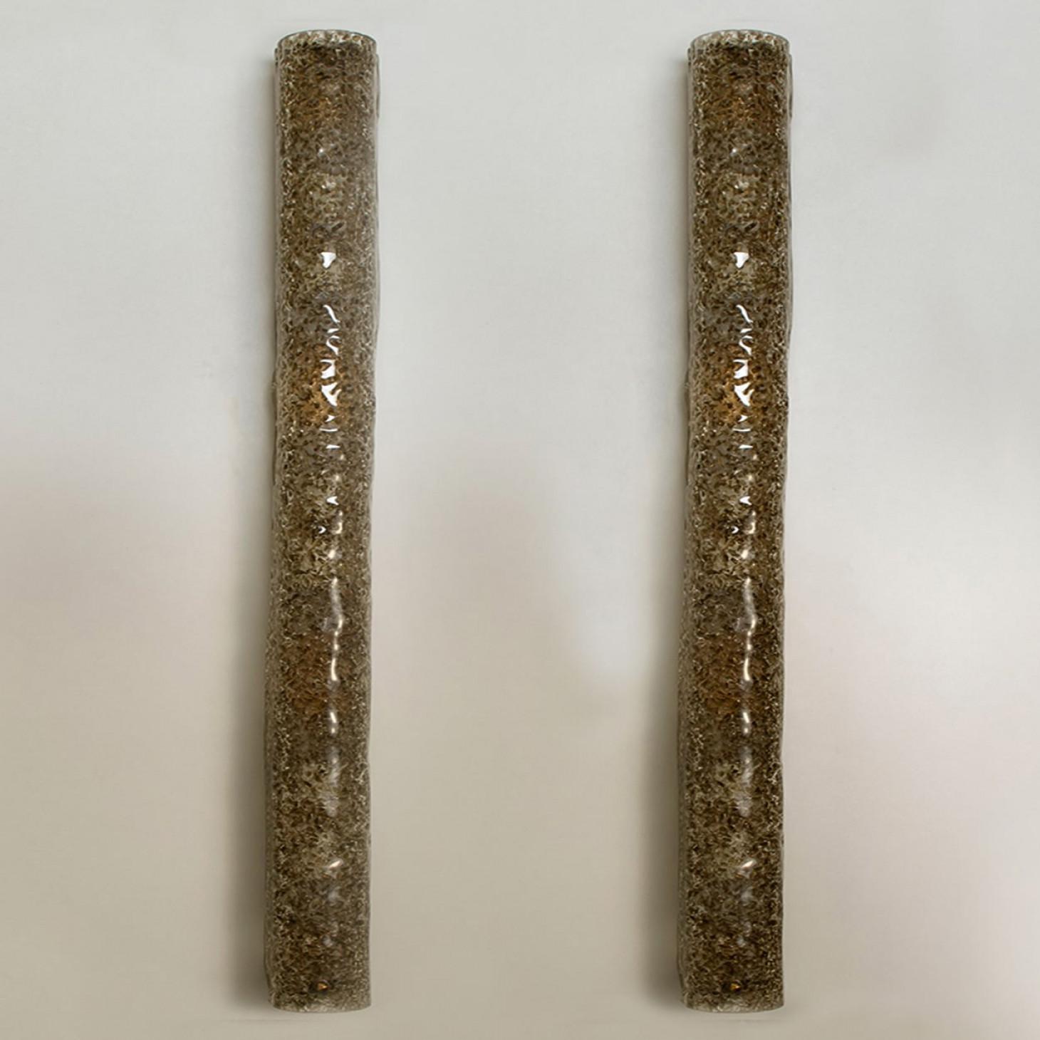 1 de los 2 apliques de cristal marrón latón de Hillebrand, Alemania, 1960 Alemán en venta