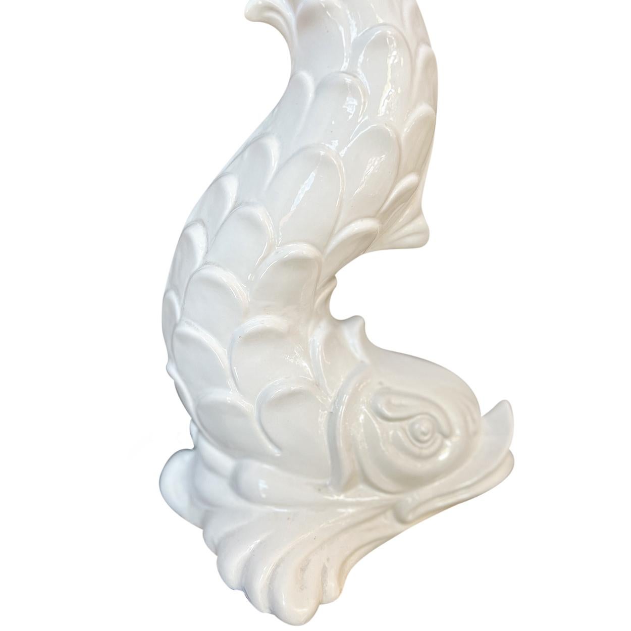 1 of the 2 Ceramic Koi Fish Table Lamps, Italy, 1970s 5