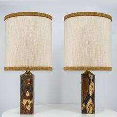 1 delle 2 lampade in ceramica di Trille Jørgense, paralume su misura di R. Houben