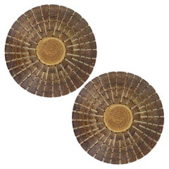 1 of the 2 Ceramic Round Wall Lights Holes in the style of Axella, Denmark 1970