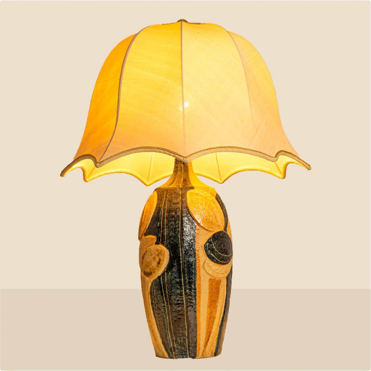 1 der 2 Keramik-Tischlampen von Noomi Backhausen für Soholm, Seidenschirm mit Seidenschirm, 1960 im Angebot 5