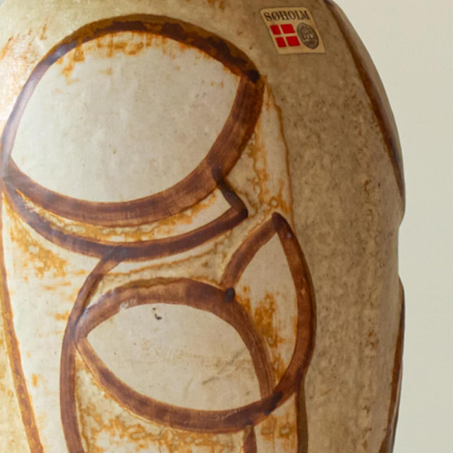 Brutalist 1 of the 2 Ceramic Table Lamps by Noomi Backhausen for Soholm, Denmark 1960 For Sale