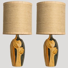 1 of the 2 Ceramic Table Lamps by Noomi Backhausen for Soholm With Custom Shade