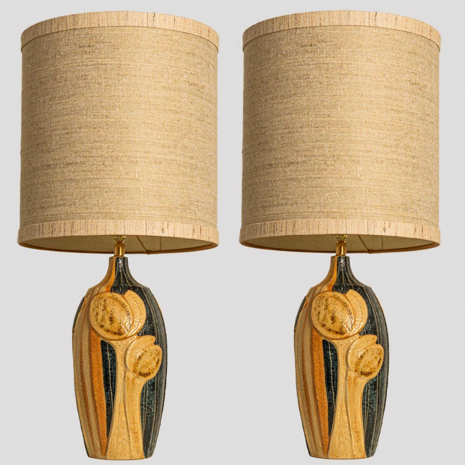 Danois 1 of the 2 Ceramic Table Lamps by Noomi Backhausen for Soholm With Custom Shade en vente