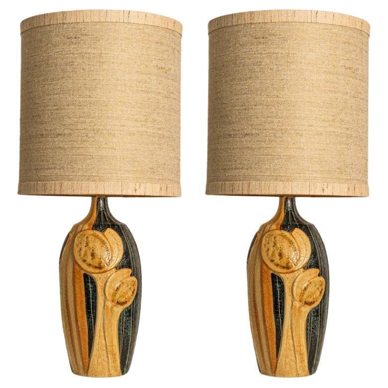 1 of the 2 Ceramic Table Lamps by Noomi Backhausen for Soholm With Custom Shade For Sale