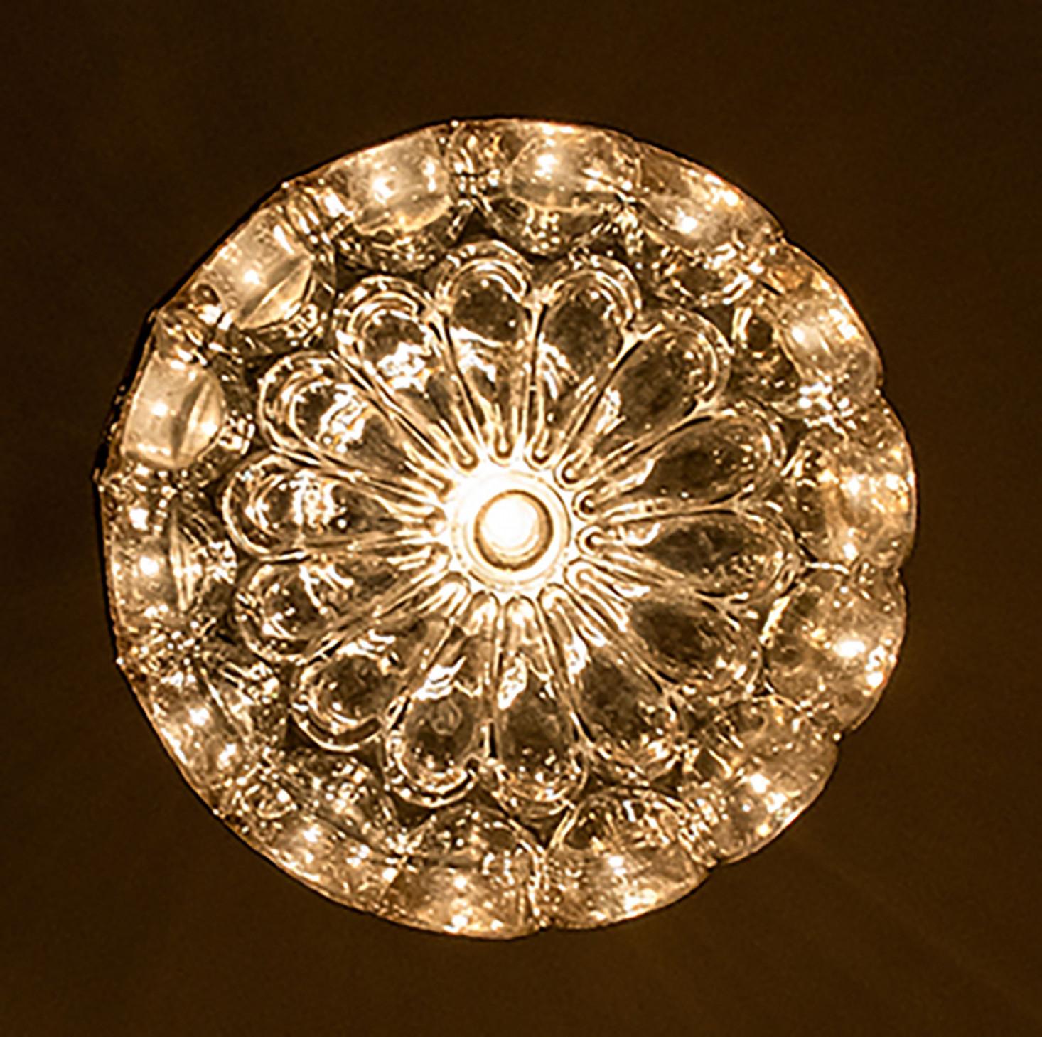 1 of the 2 Circle Iron and Bubble Glass Chandeliers by Limburg, 1960s For Sale 5