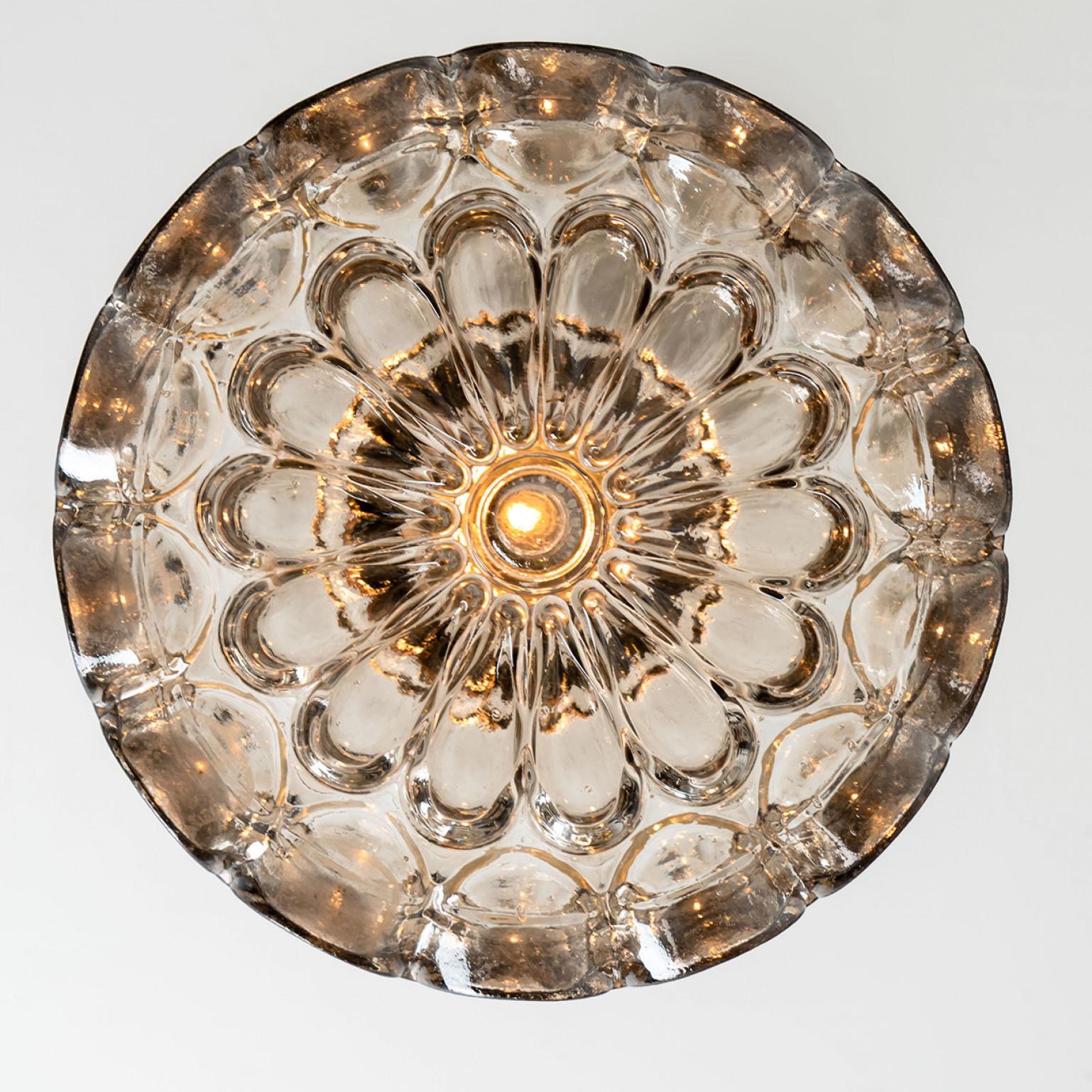 1 of the 2 Circle Iron and Bubble Glass Chandeliers by Limburg, 1960s For Sale 7