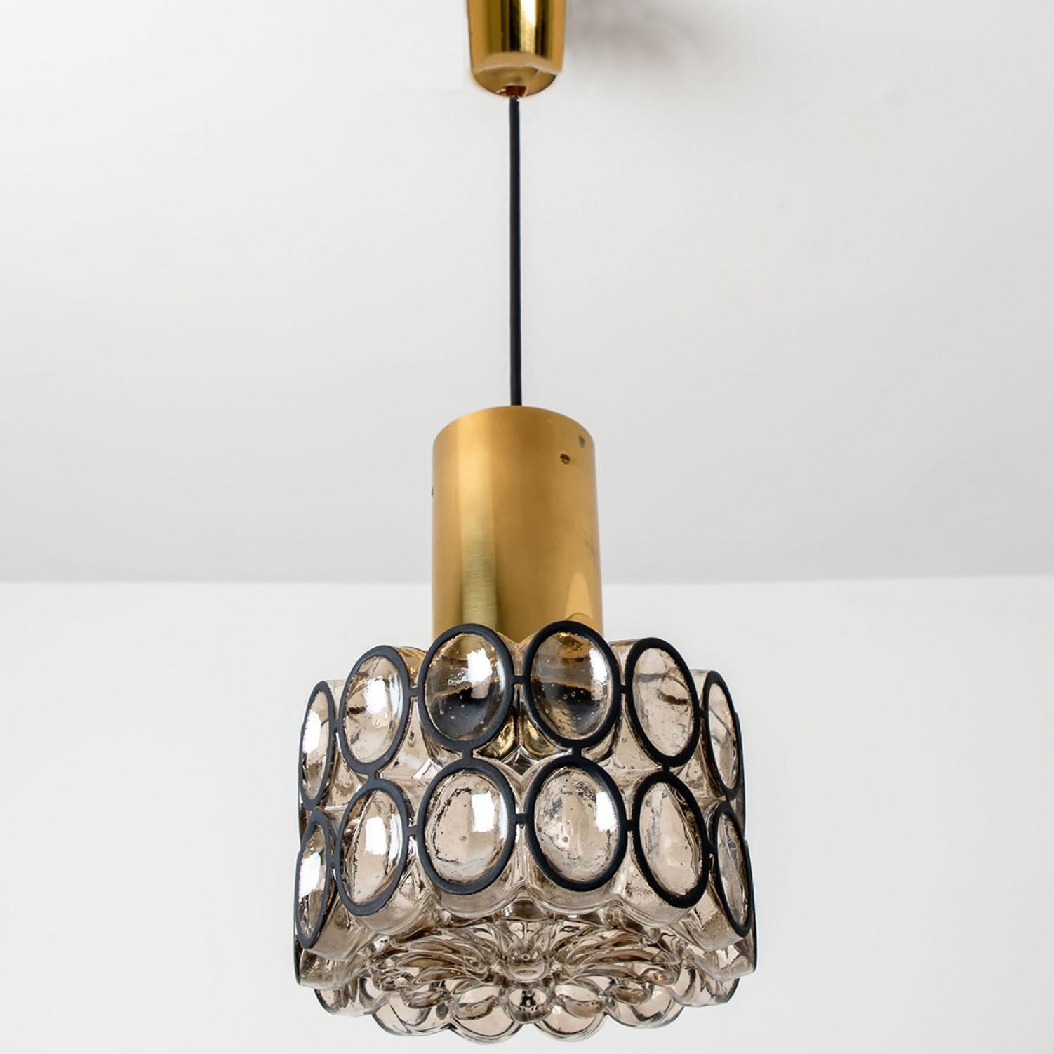 Other 1 of the 2 Circle Iron and Bubble Glass Chandeliers by Limburg, 1960s For Sale