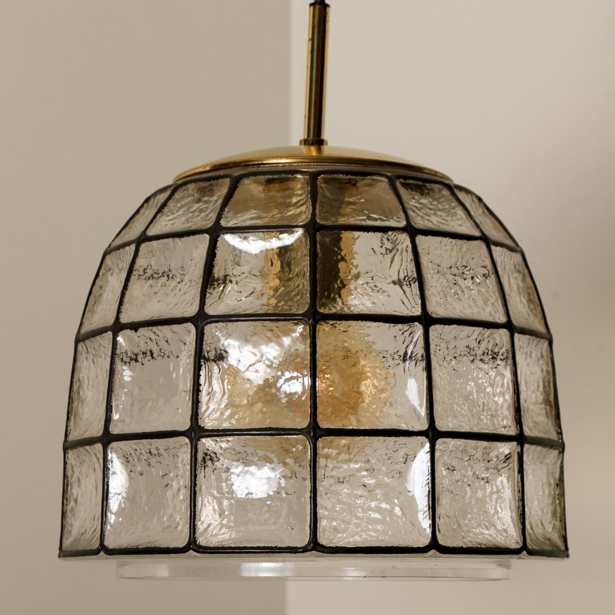Mid-Century Modern 1 of the 2 Circle Iron and Bubble Glass Chandeliers, Limburg
