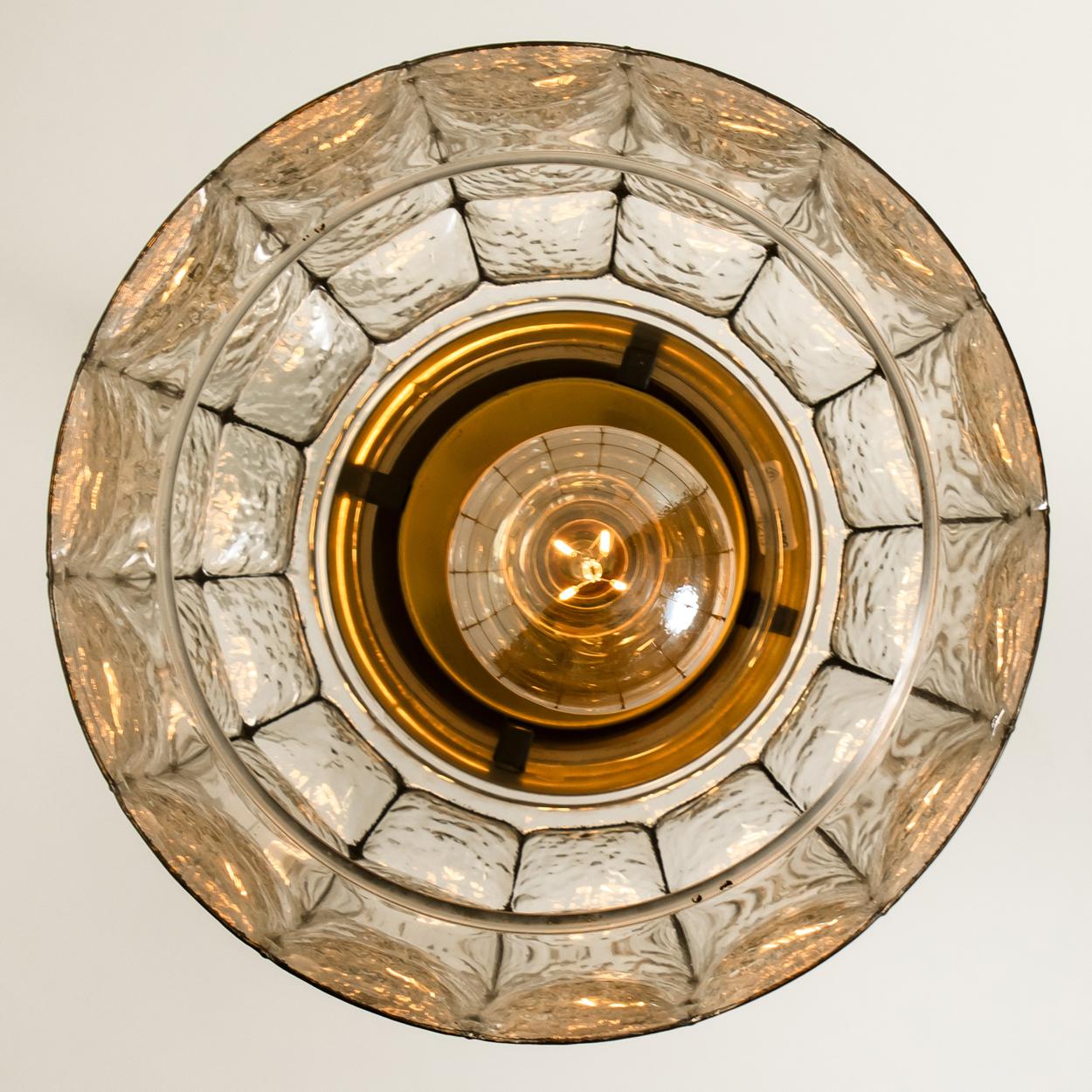 Brass 1 of the 2 Circle Iron and Bubble Glass Chandeliers, Limburg