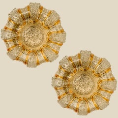 1 of the 2 Clear and Amber Glass Flush Mounts in Style of Helena Tynell, 1960