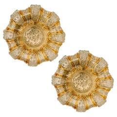 1 of the 2 Clear and Amber Glass Flush Mounts in Style of Helena Tynell, 1960